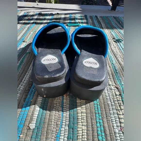 Y2K Vintage X&O by XOXO Platform Slides  Electric Blue Sz 6 - Picture 7 of 8